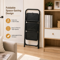 Folding Steel Step Stool with Anti-Slip Pedals