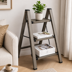 Aluminum Folding Step Ladder with Wide Steps