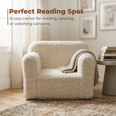 Cozy Fleece Kid's Reading Sofa with Removable Washable Cover and Soft Foam