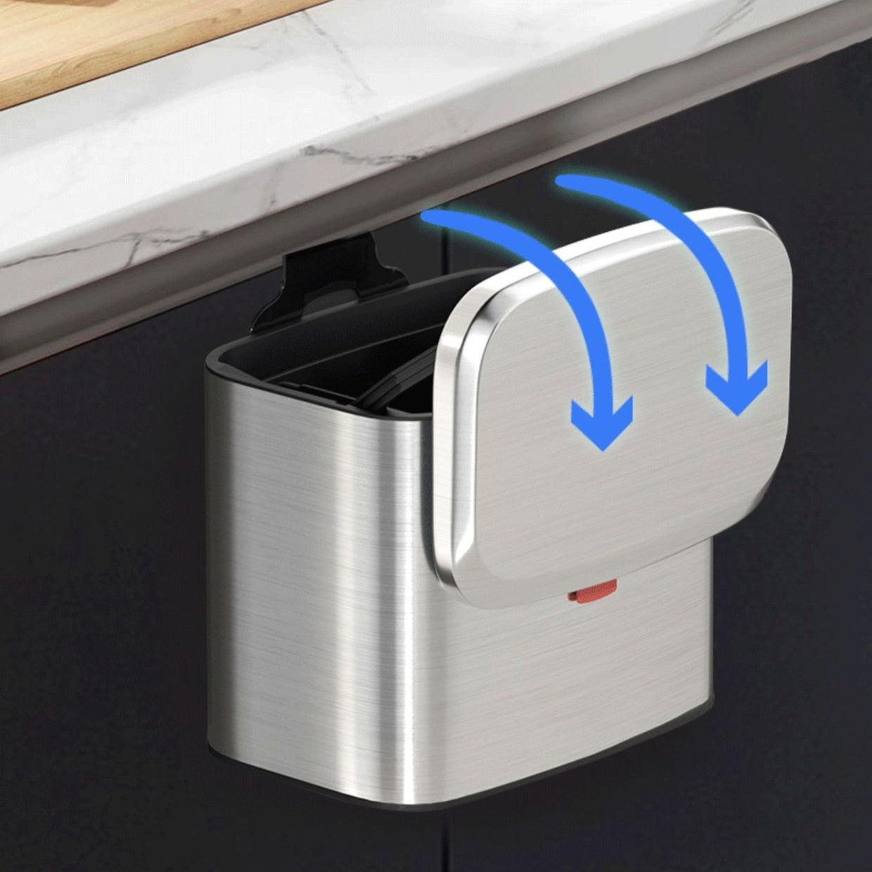 Dual-Open Stainless Steel Wall-Mounted Kitchen Trash Can