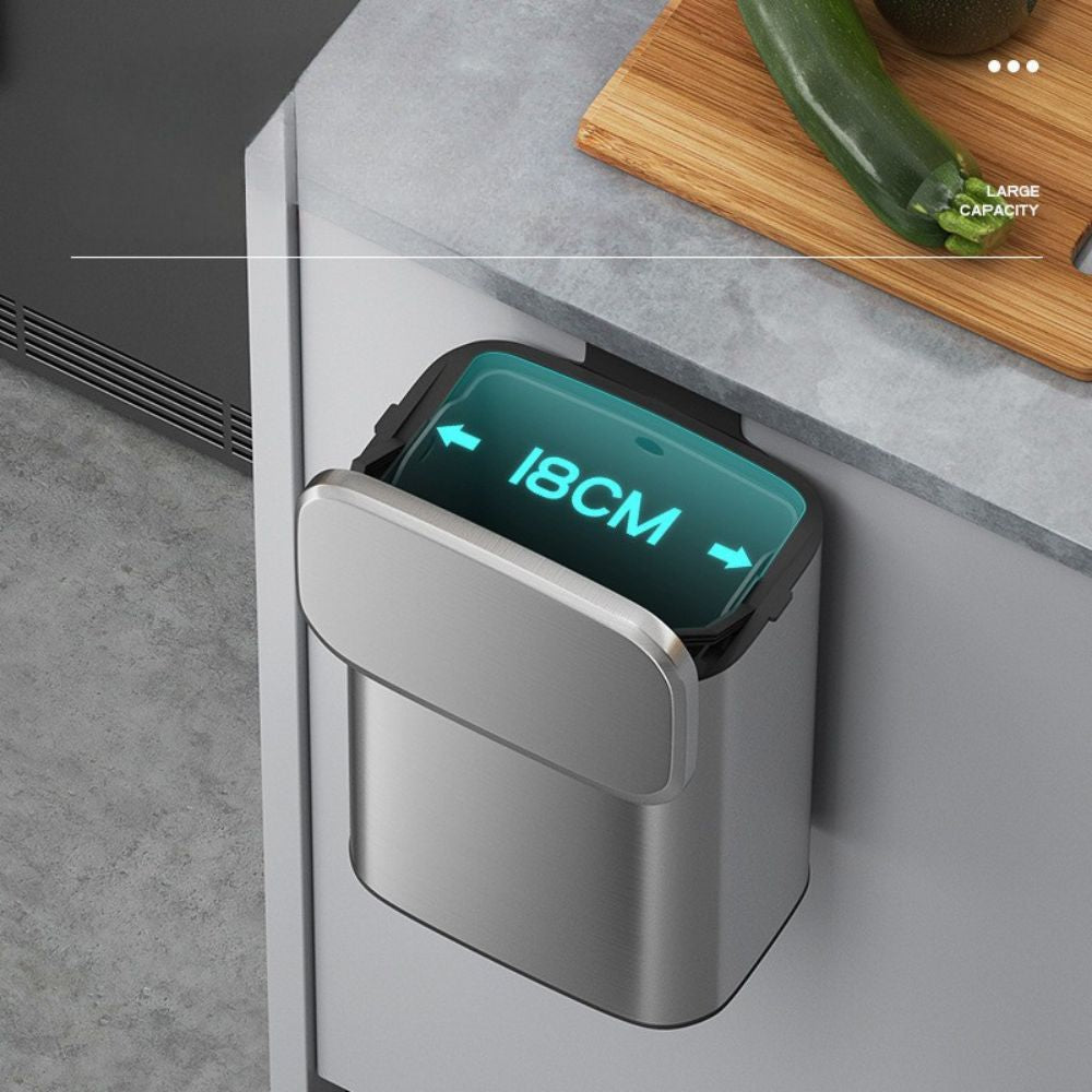 Dual-Open Stainless Steel Wall-Mounted Kitchen Trash Can