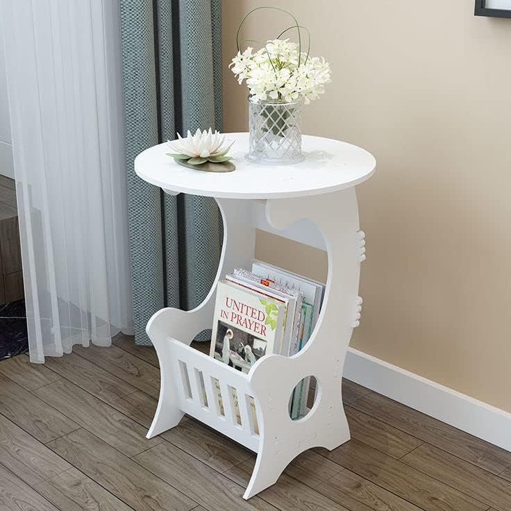 European Style White Round Side Table for Living Room