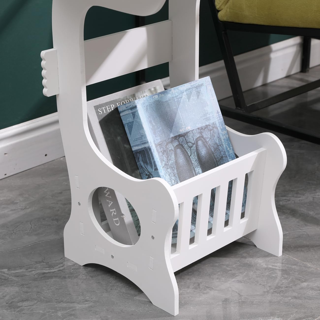 European Style White Round Side Table for Living Room