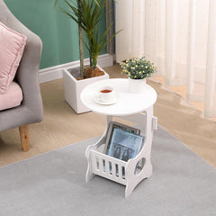European Style White Round Side Table for Living Room