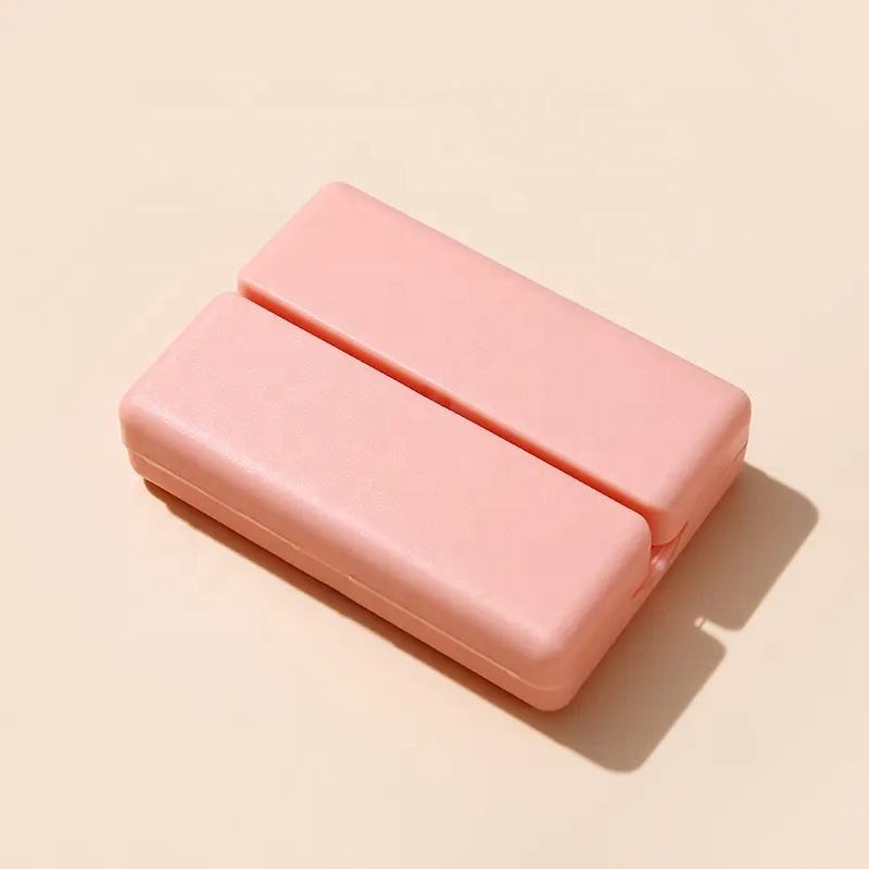 Folding Magnetic Compact Weekly Pill Organizer Box(Pink)