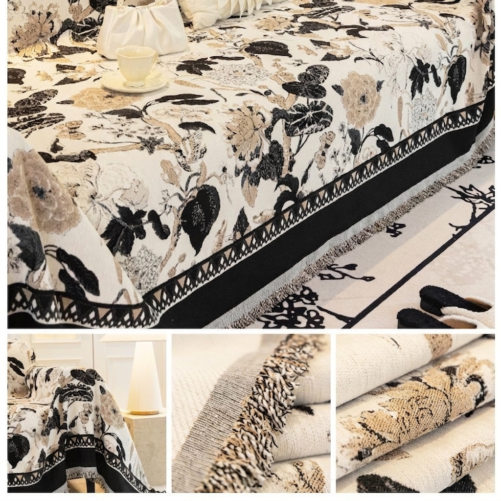 Elegant Floral Chenille Anti-Scratch Sofa Cover