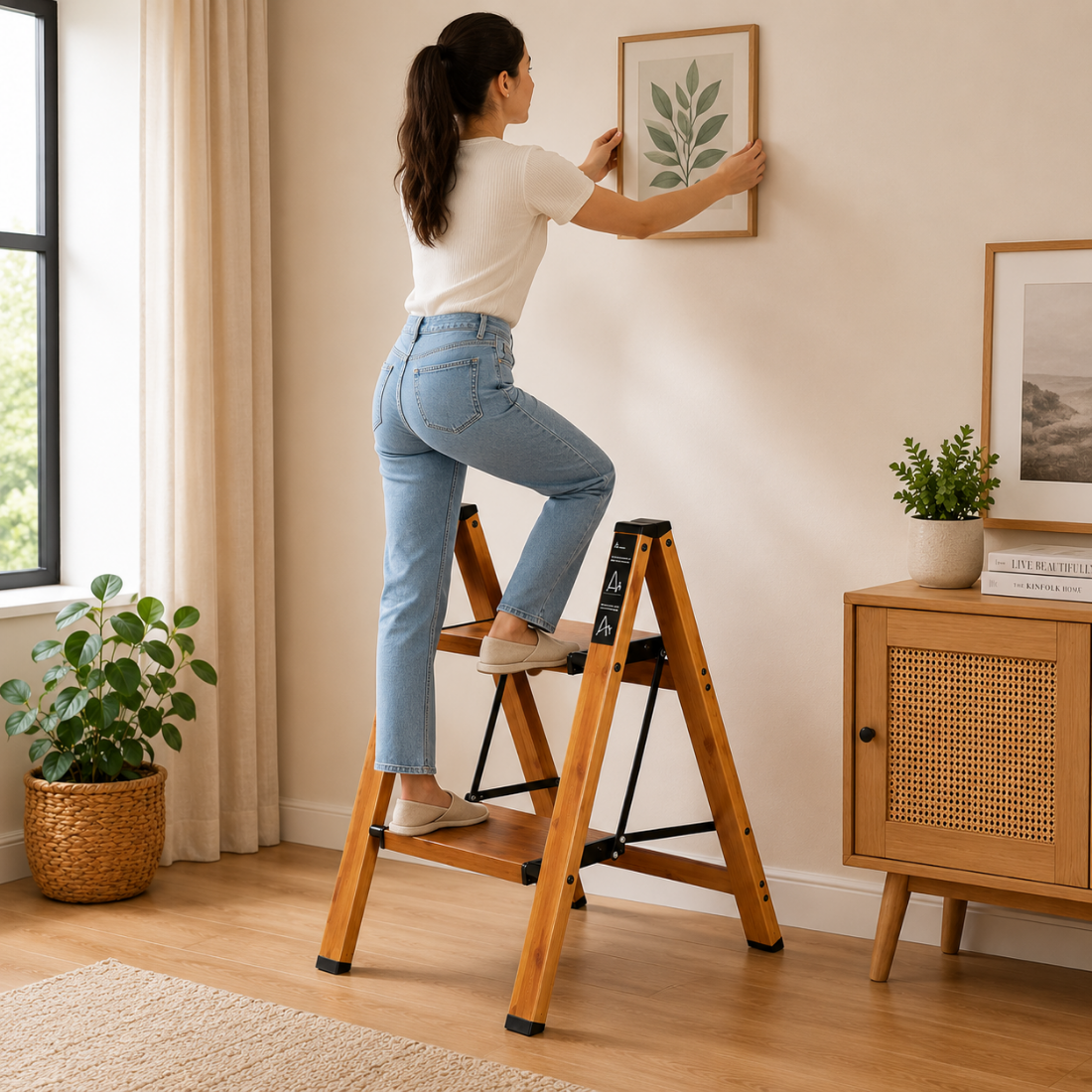 Foldable Multi-Step Ladder with Anti-Slip Wide Steps