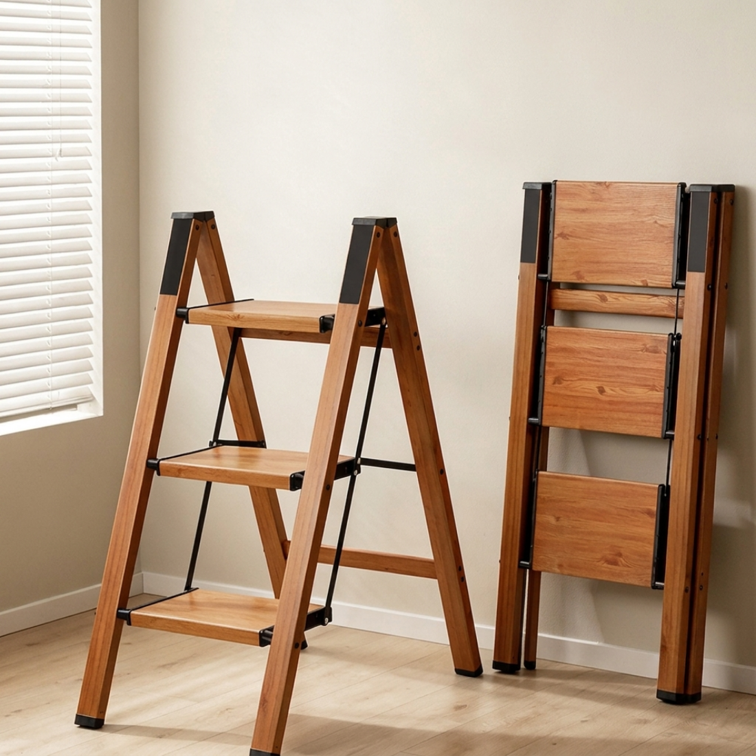 Foldable Multi-Step Ladder with Anti-Slip Wide Steps