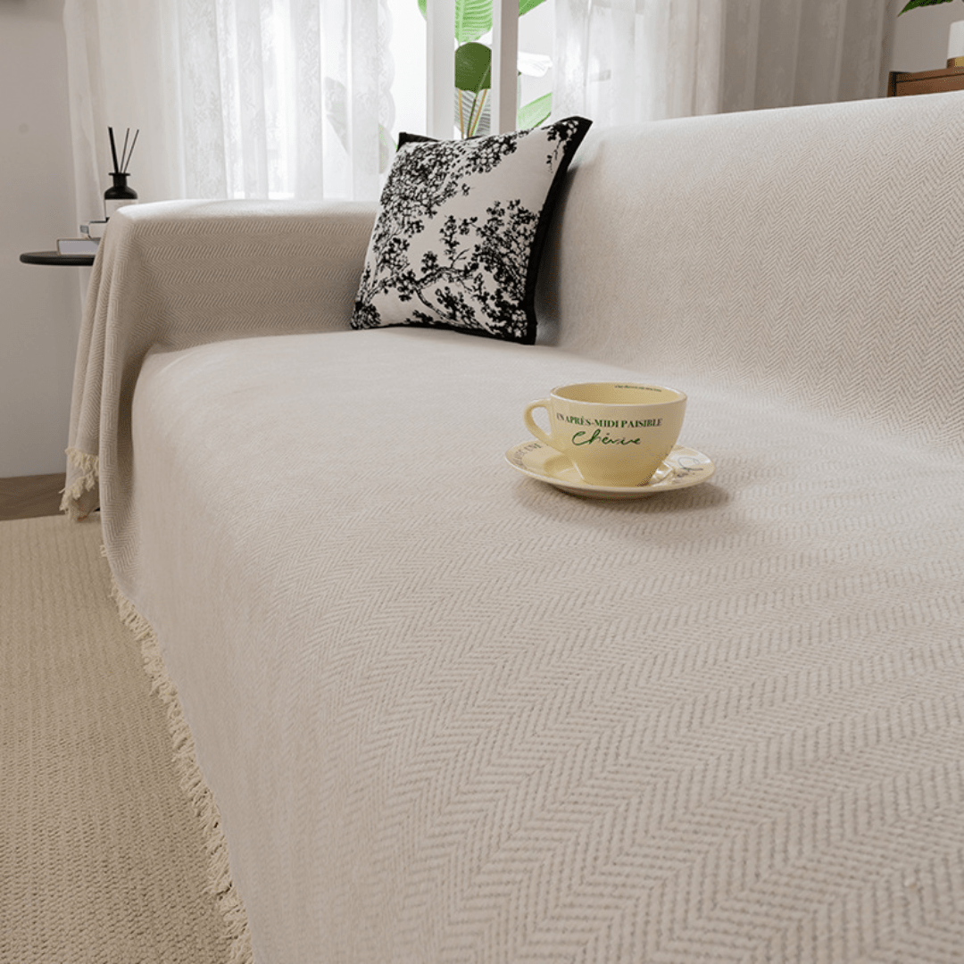 Elegance Chenille Sofa Cover : EM-SC-13 (White)