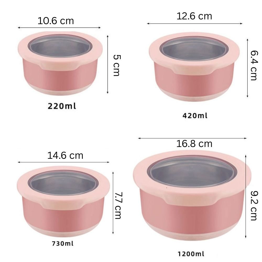 4 Stainless Steel Leakproof Stackable Food Storage Containers