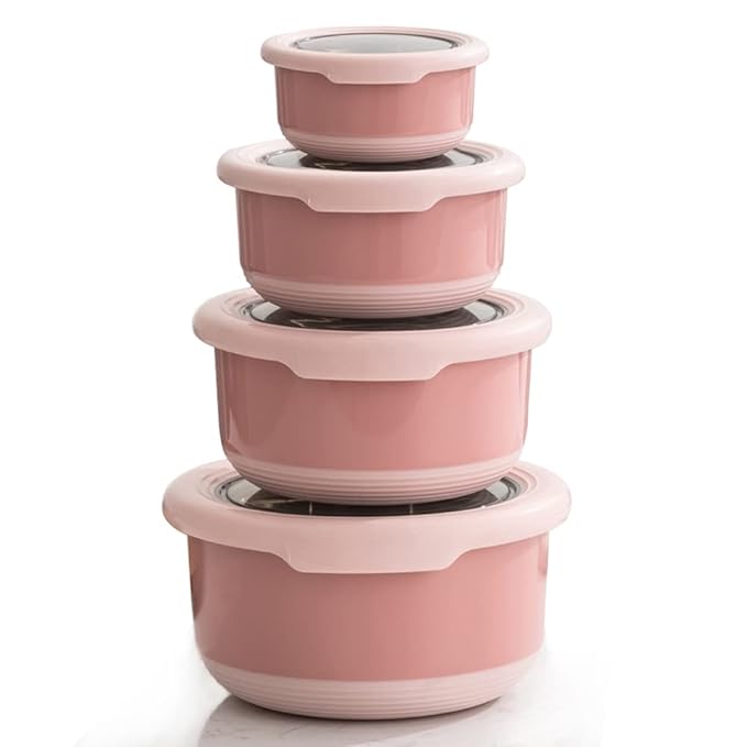 4 Stainless Steel Leakproof Stackable Food Storage Containers