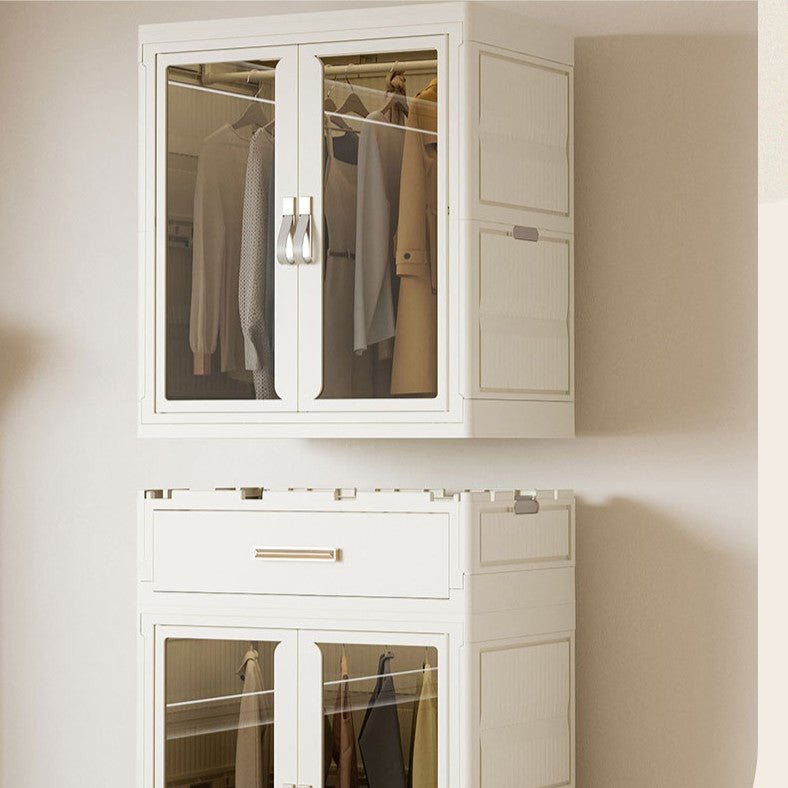 Foldable Storage Wardrobe with 1 Cabinet & 1 Drawer