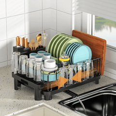Adjustable Double-Layer Bowl Rack with Drainer (40cm)