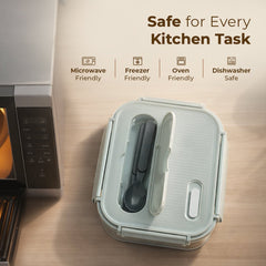 2-Compartment Rectangle Glass Food Container (1050ml)