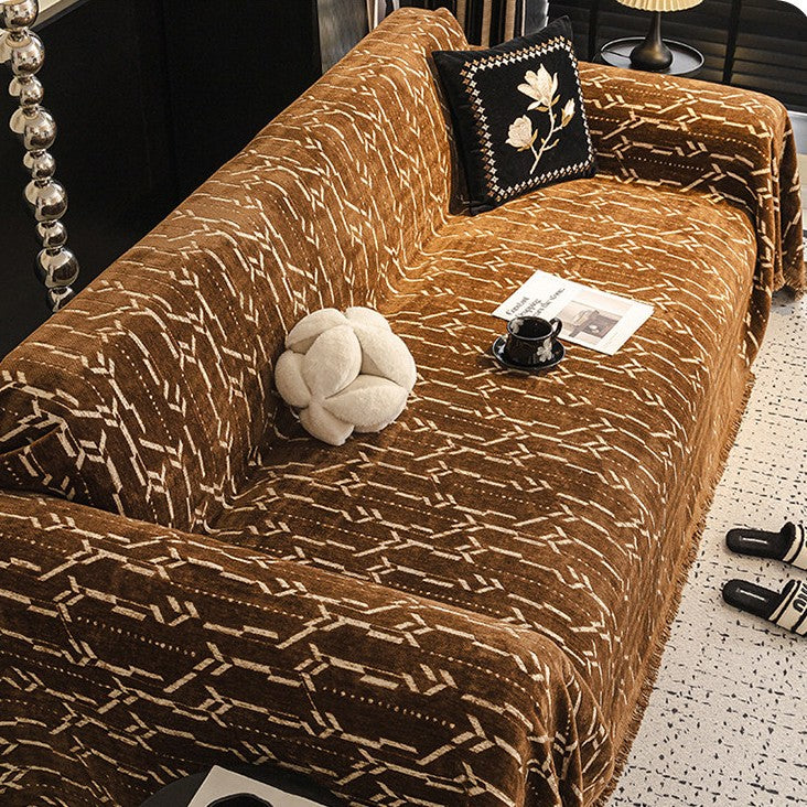 Brown Elegance Chenille Sofa Cover : EM-SC-46