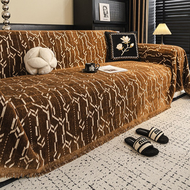 Brown Elegance Chenille Sofa Cover : EM-SC-46