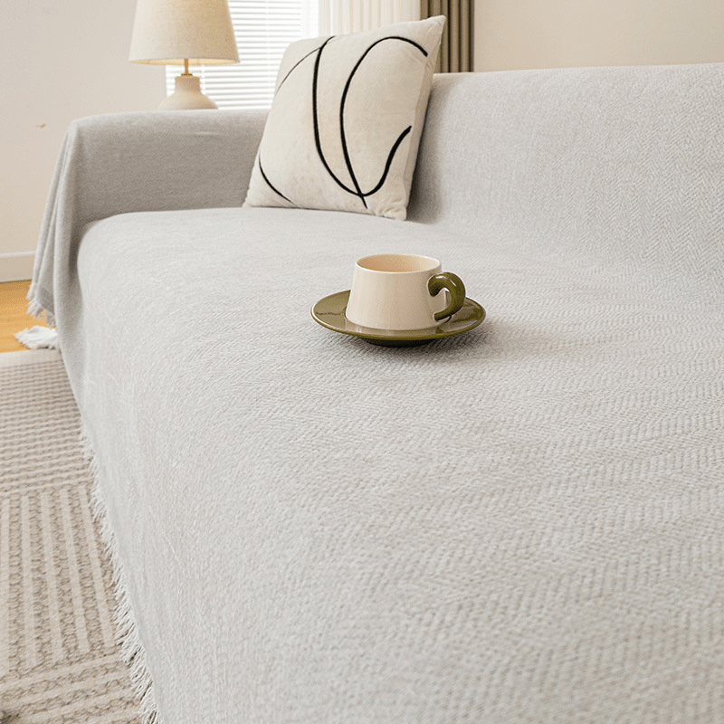 Elegance Chenille Sofa Cover : EM-SC-13 (White)