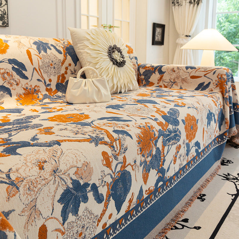 Elegant Floral Chenille Anti-Scratch Sofa Cover