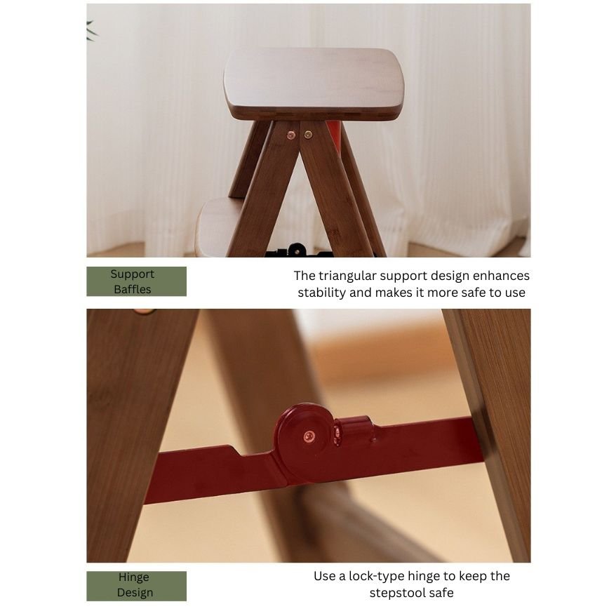 Compact Climb Utility Nanmu Wood Step Stool(63cm)