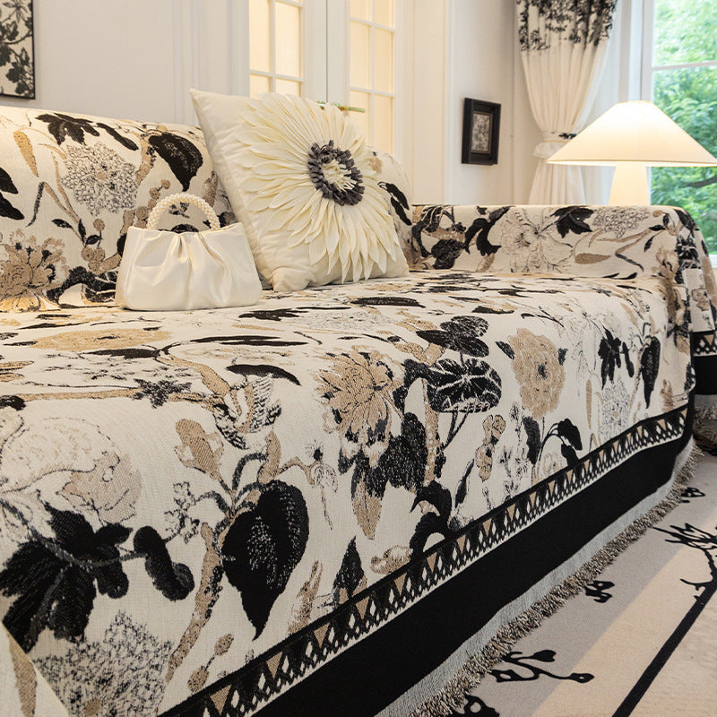 Elegant Floral Chenille Anti-Scratch Sofa Cover
