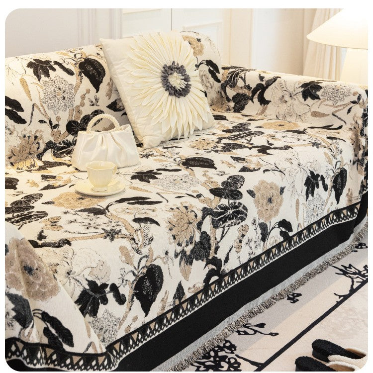 Elegant Floral Chenille Anti-Scratch Sofa Cover
