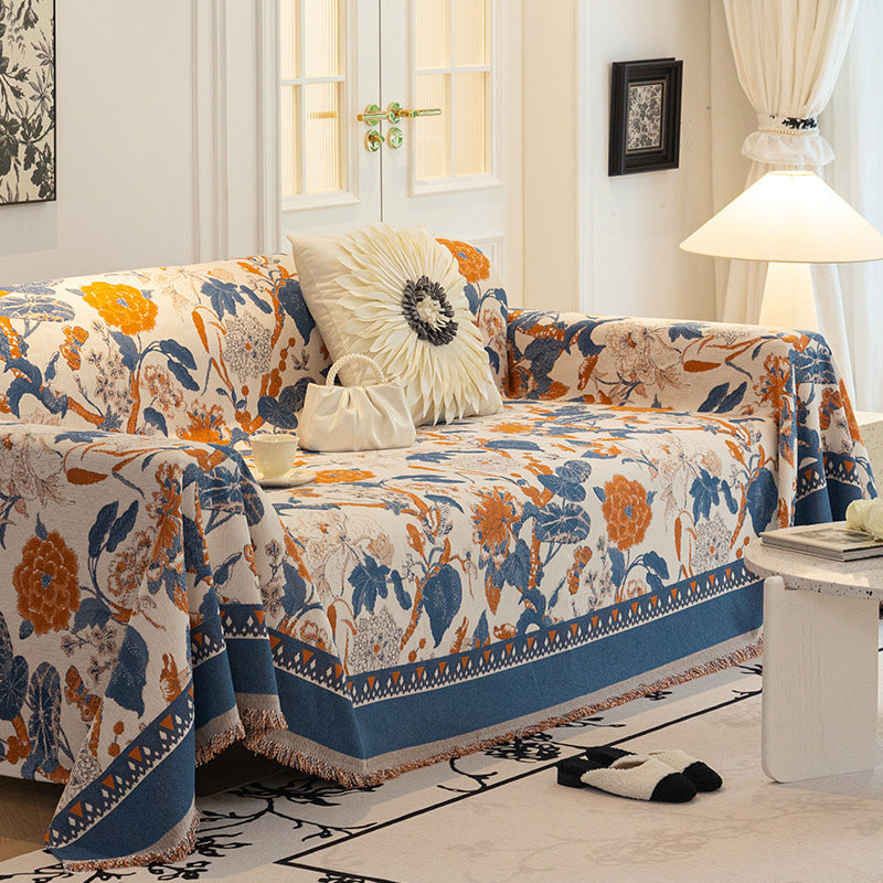 Elegant Floral Chenille Anti-Scratch Sofa Cover