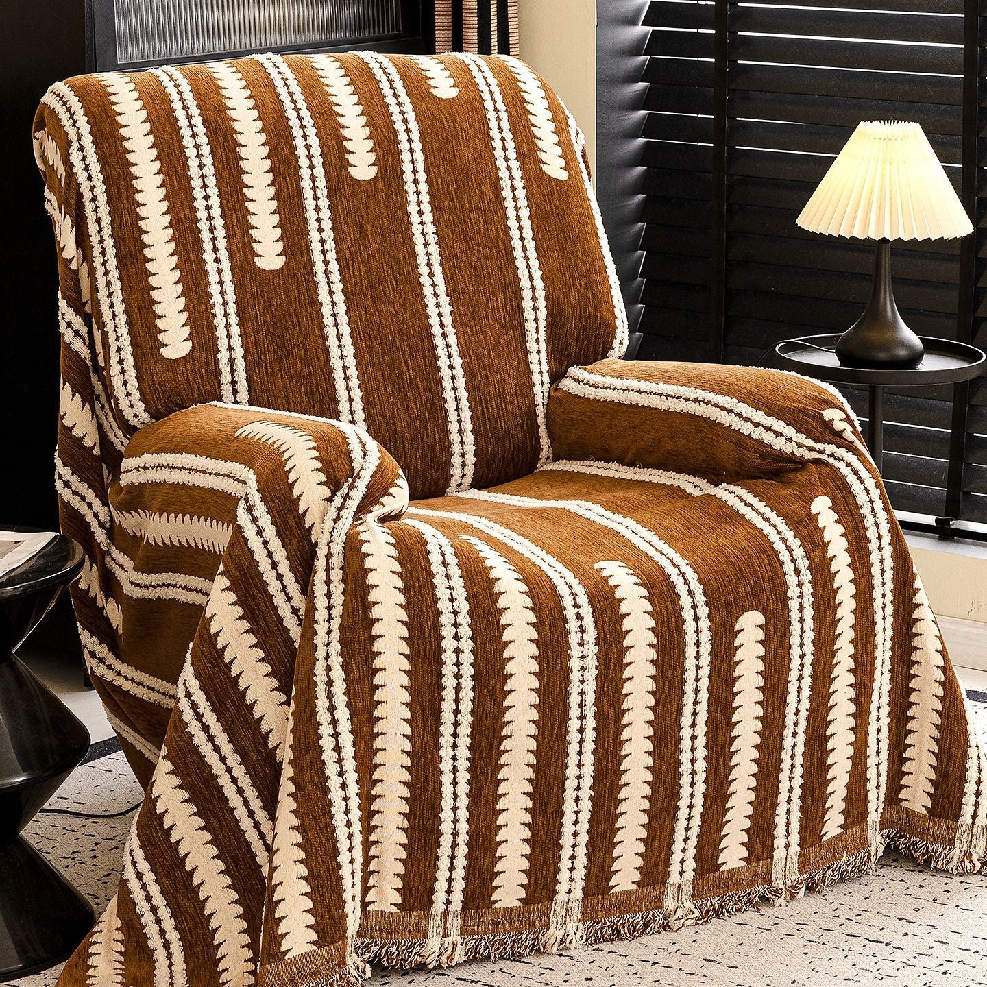 Brown Elegance Chenille Sofa Cover : EM-SC-47