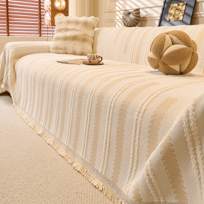 Beige Elegance Chenille Sofa Cover : EM-SC-47