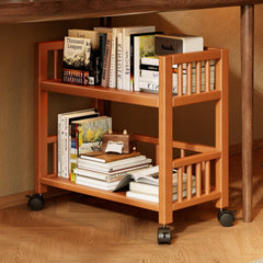 Floor-Standing Bookshelf Storage Rack with Wheels