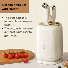 Ergonomic Stainless Steel Kitchen Knife Set with Holder