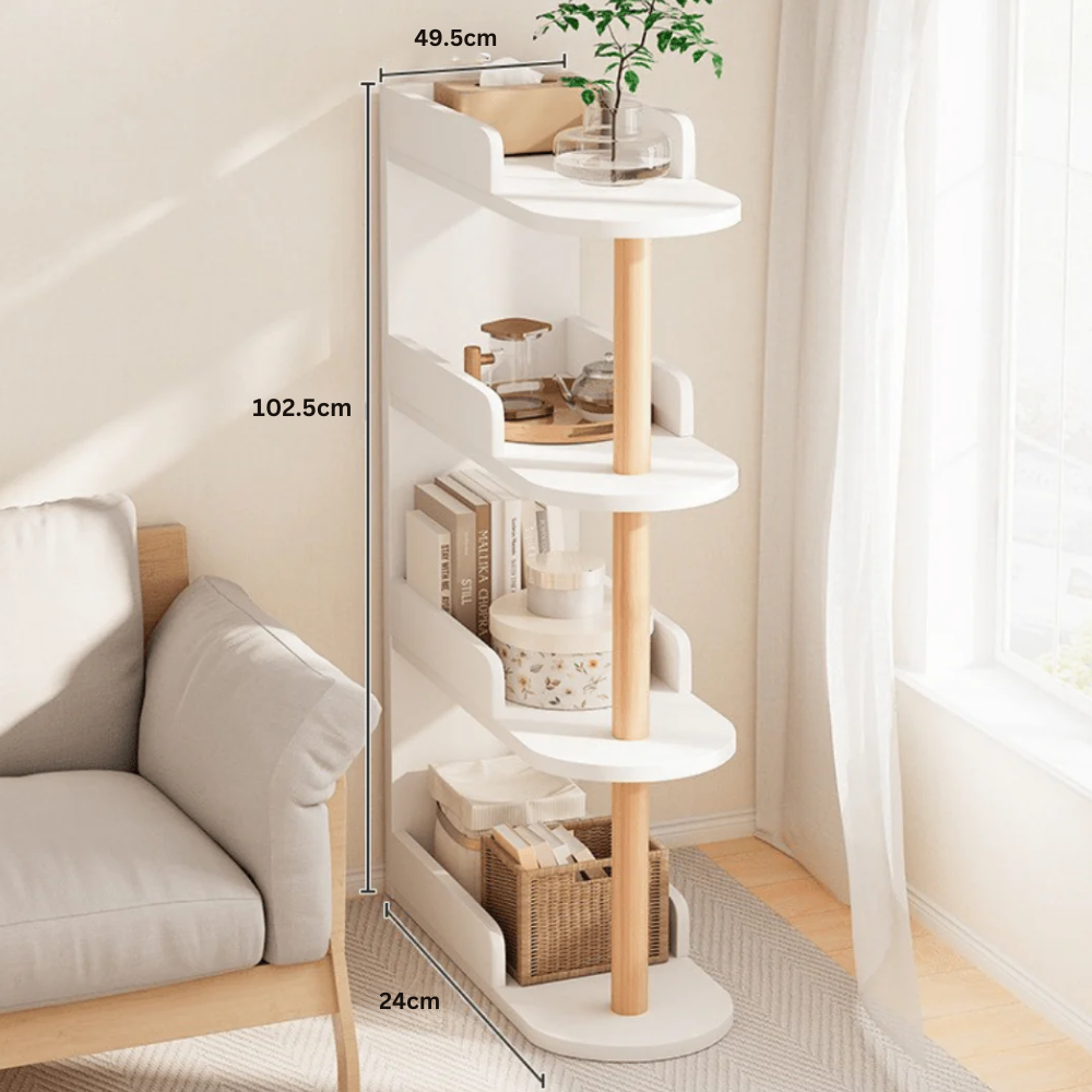 Compact 4-Tier Bed & Sofa Side Storage Shelf