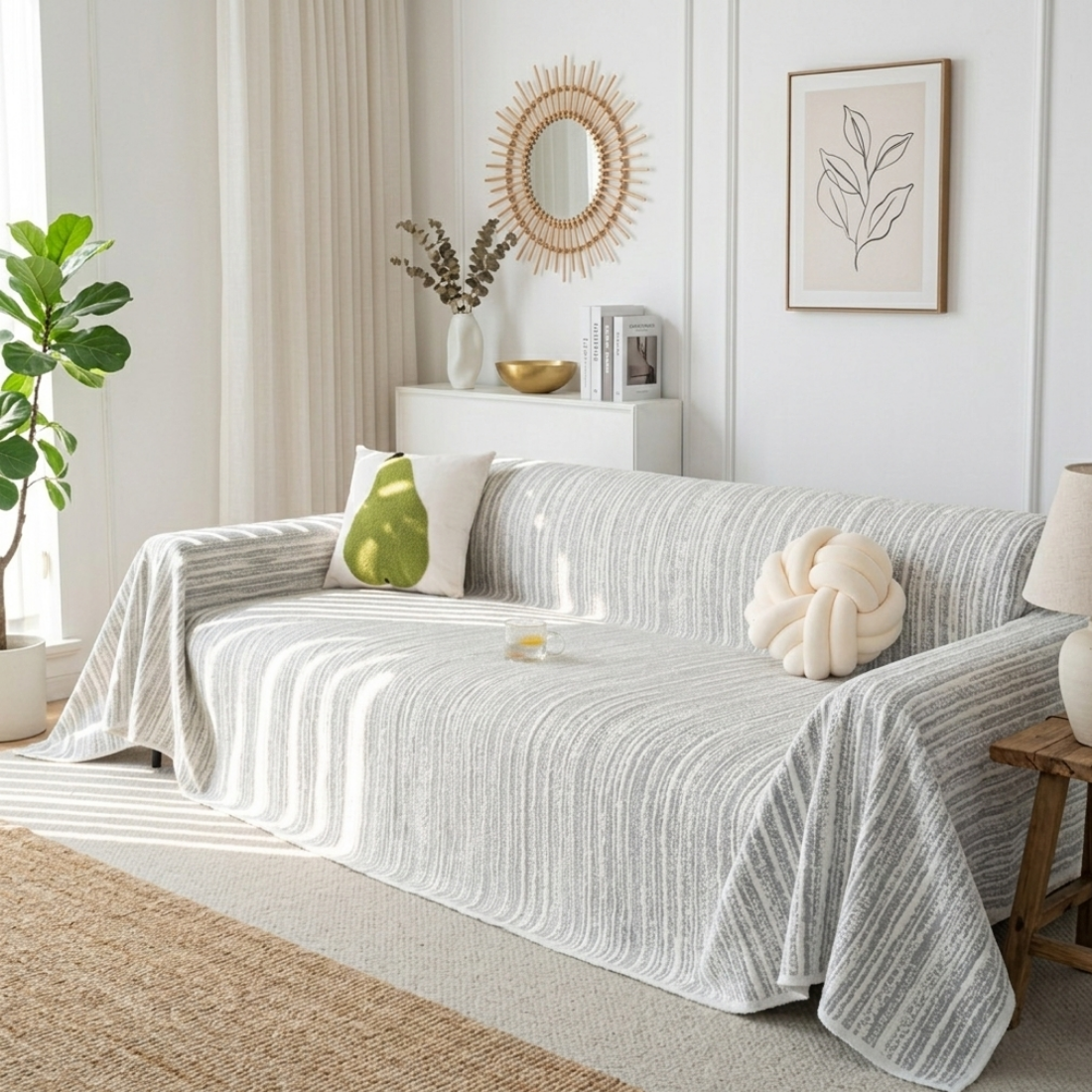 Elegance Chenille Grey Sofa Cover : EM-SC-40