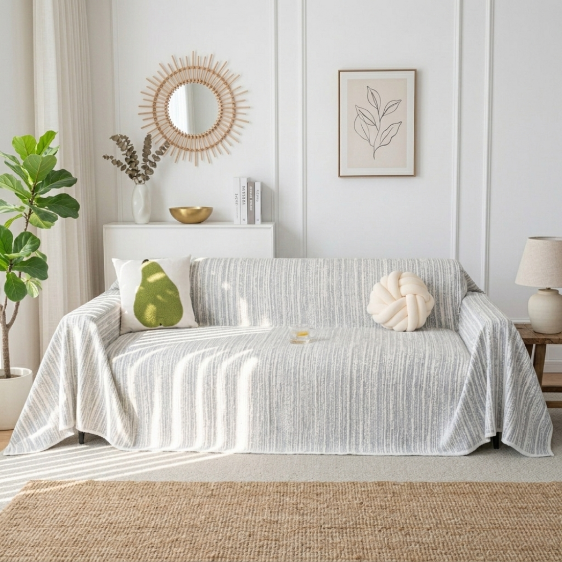 Elegance Chenille Grey Sofa Cover : EM-SC-40
