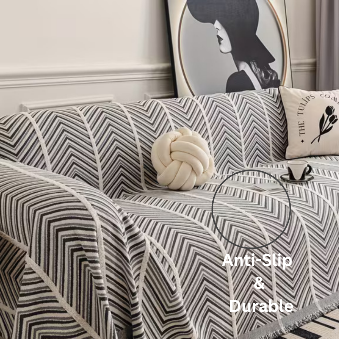 Elegance Chenille Grey Sofa Cover : EM-SC-41