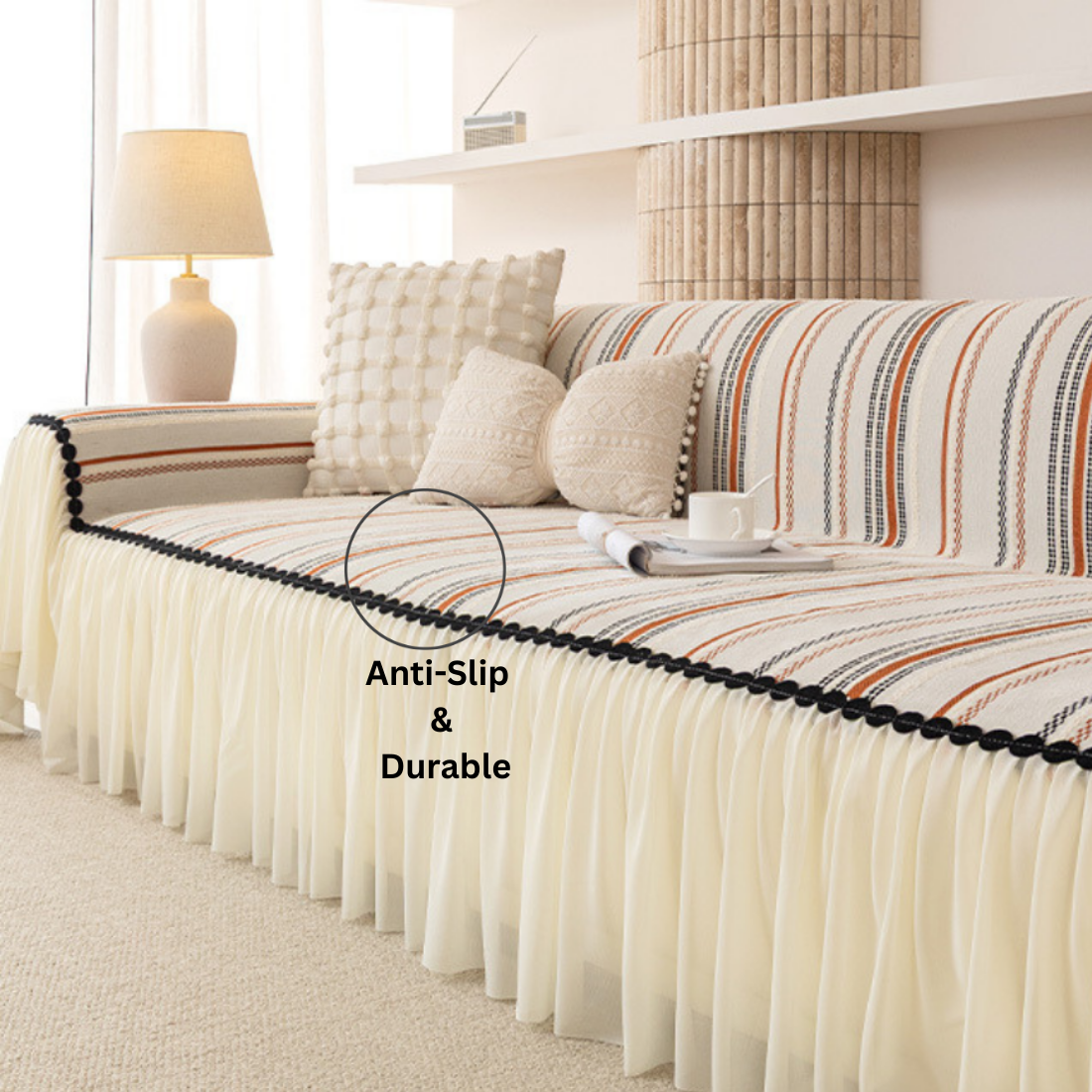 Elegance Chenille Orange Sofa Cover : EM-SC-42