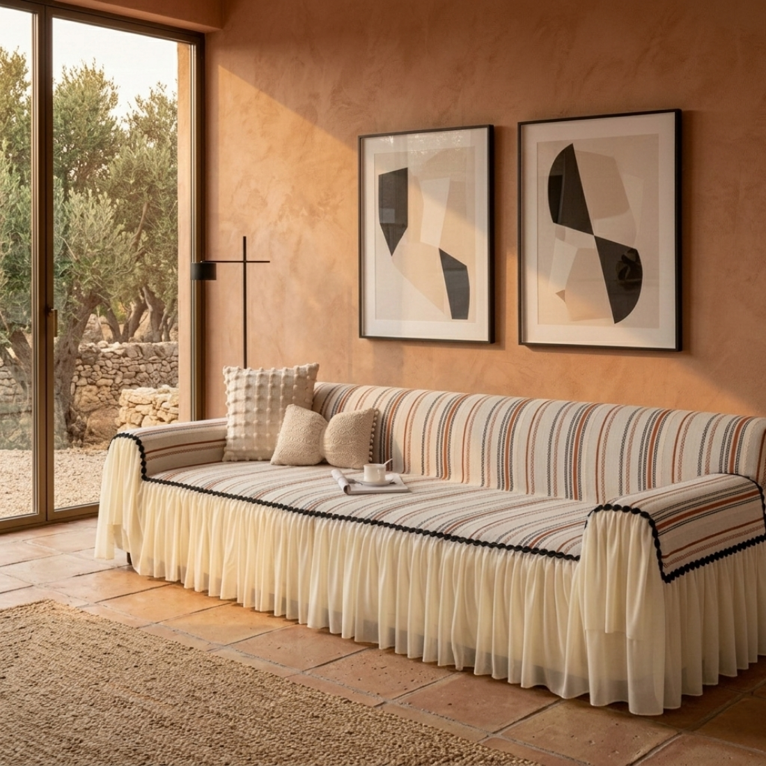 Elegance Chenille Orange Sofa Cover : EM-SC-42