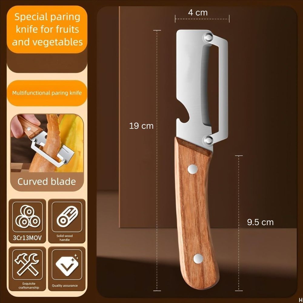 2-in-1 Stainless Steel Kitchen Peeler with Wooden Handle