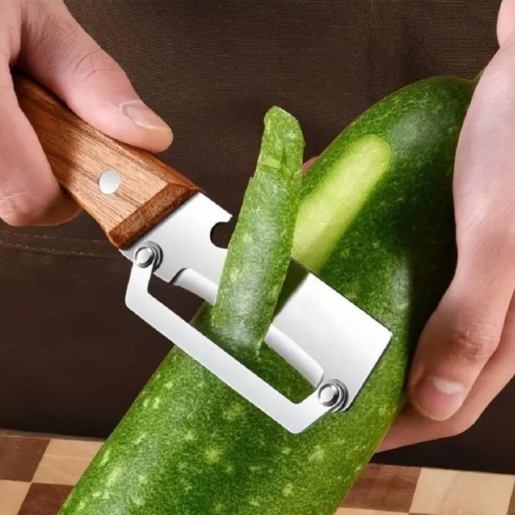 2-in-1 Stainless Steel Kitchen Peeler with Wooden Handle
