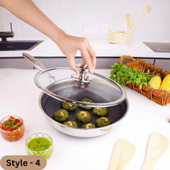 Deep Frying Honeycomb Pan with Lid