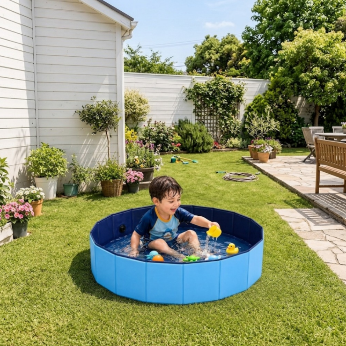 Foldable And Portable Swimming Pool With Sprinkler