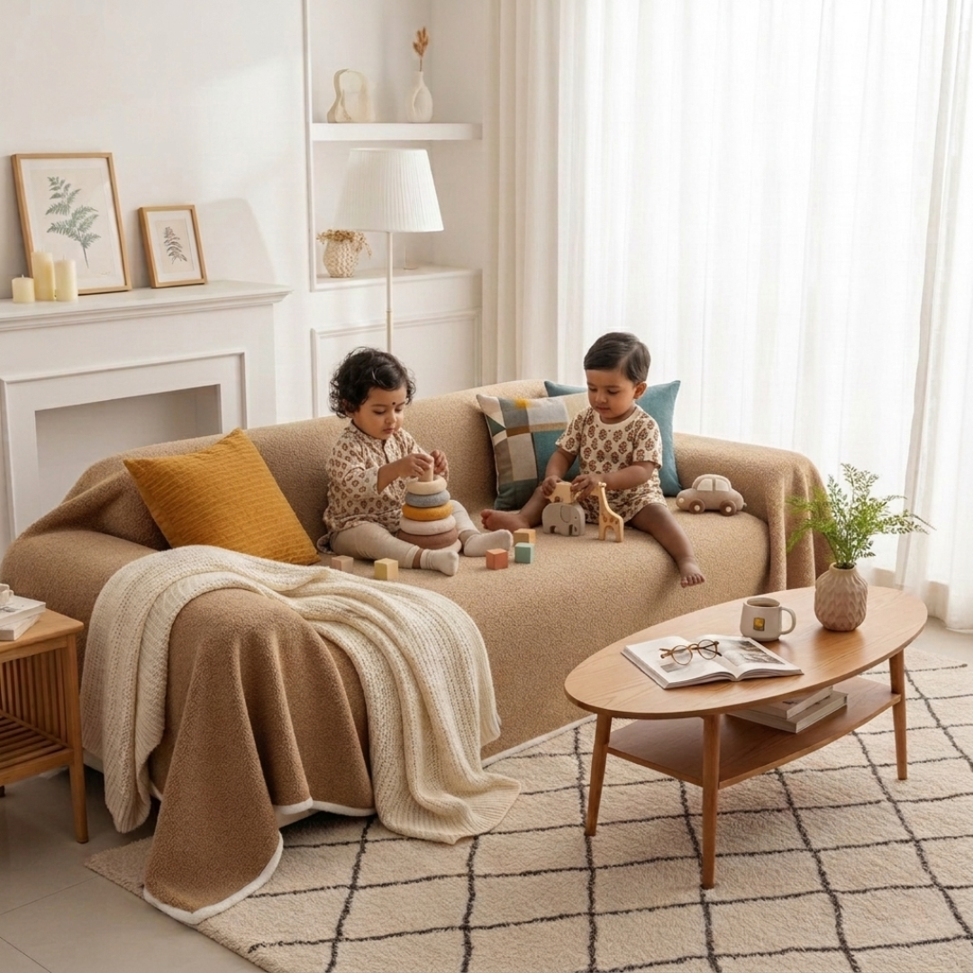 Brown Elegance Chenille Sofa Cover : EM-SC-44