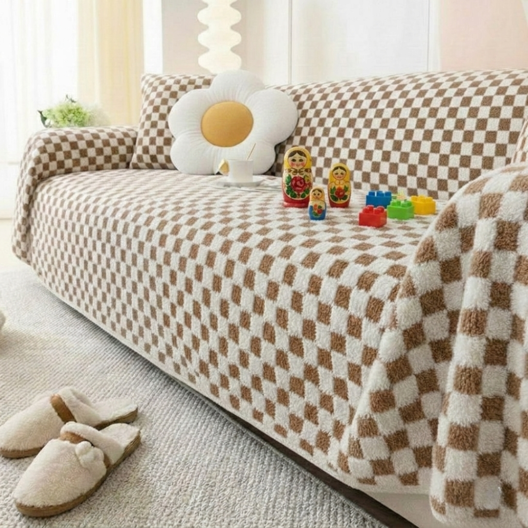 Brown Elegance Cotton Wool Sofa Cover : EM-SC-45