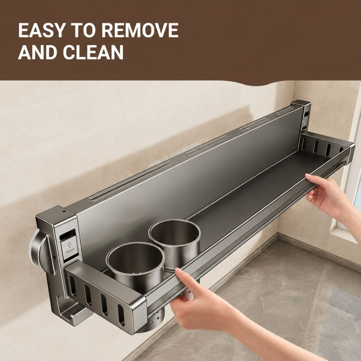 Aluminum Alloy Suction Cup Double Rack with Knife Holder