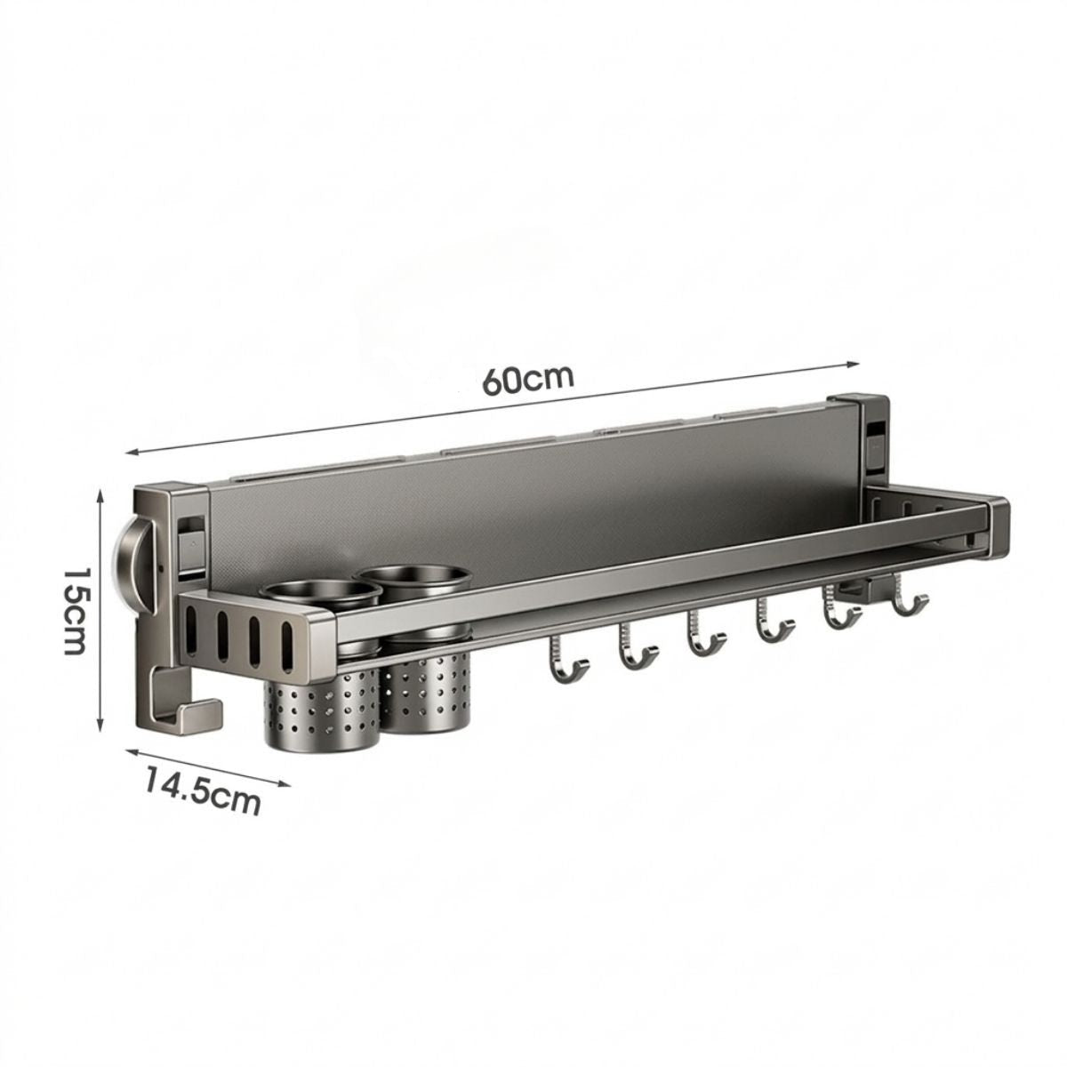 Aluminum Alloy Suction Cup Double Rack with Knife Holder