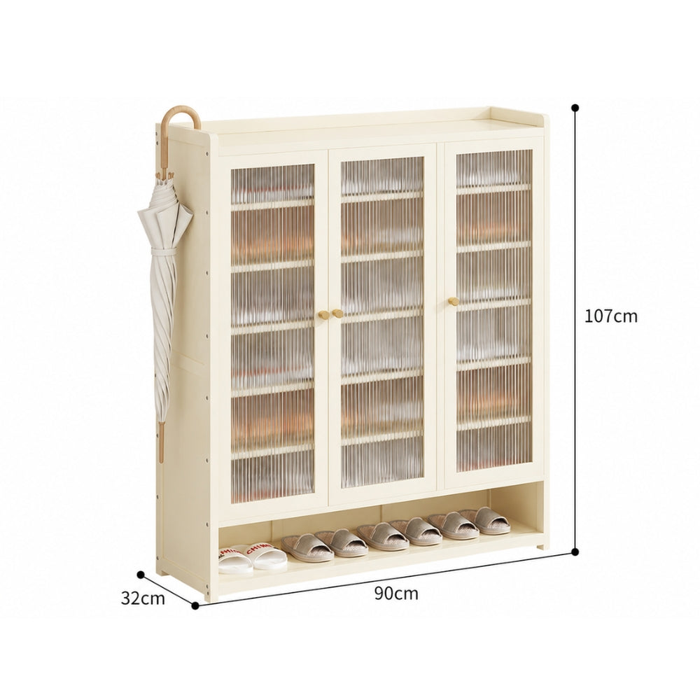 Dust-Proof Bamboo Shoe Storage Cabinet with Doors