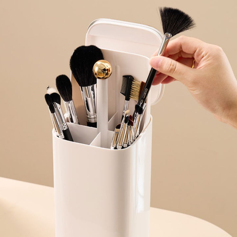 Automatic Lifting Makeup Brush Bucket with Lid
