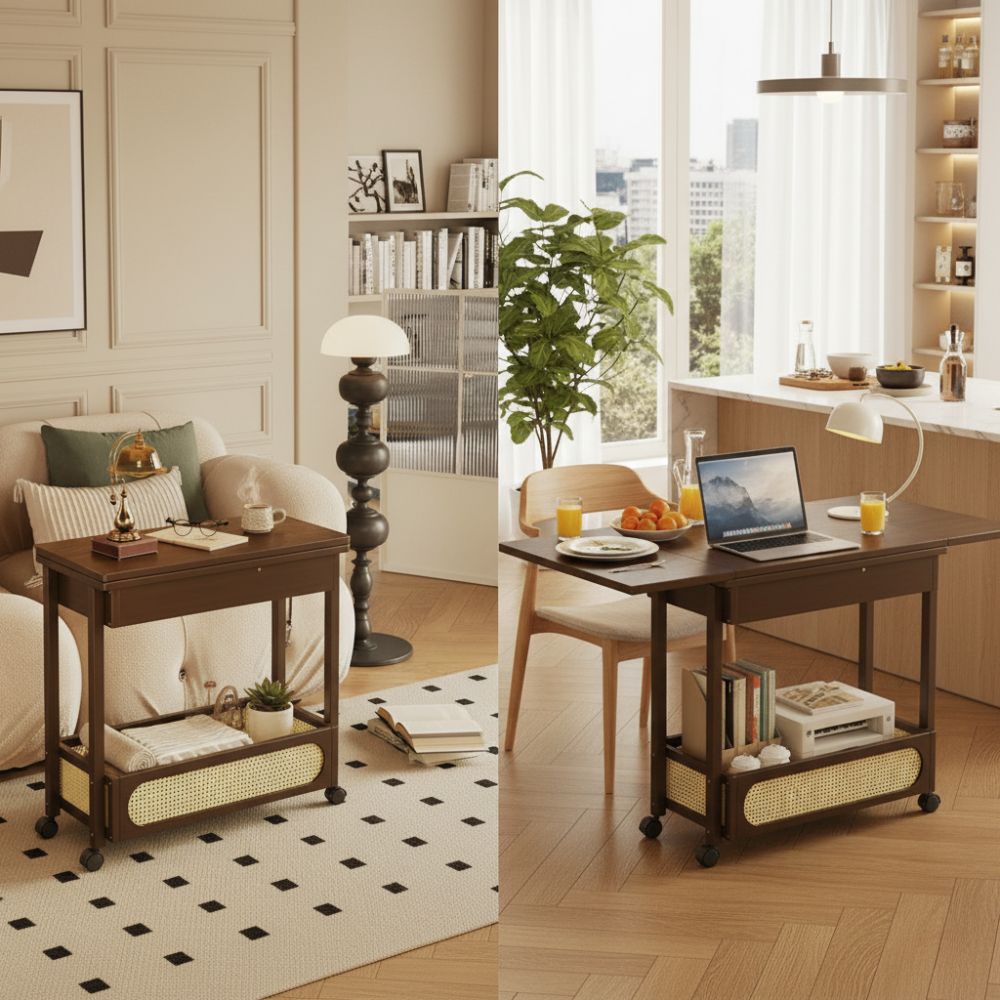 Convertible Sofa Sideboard and Adjustable Folding Table