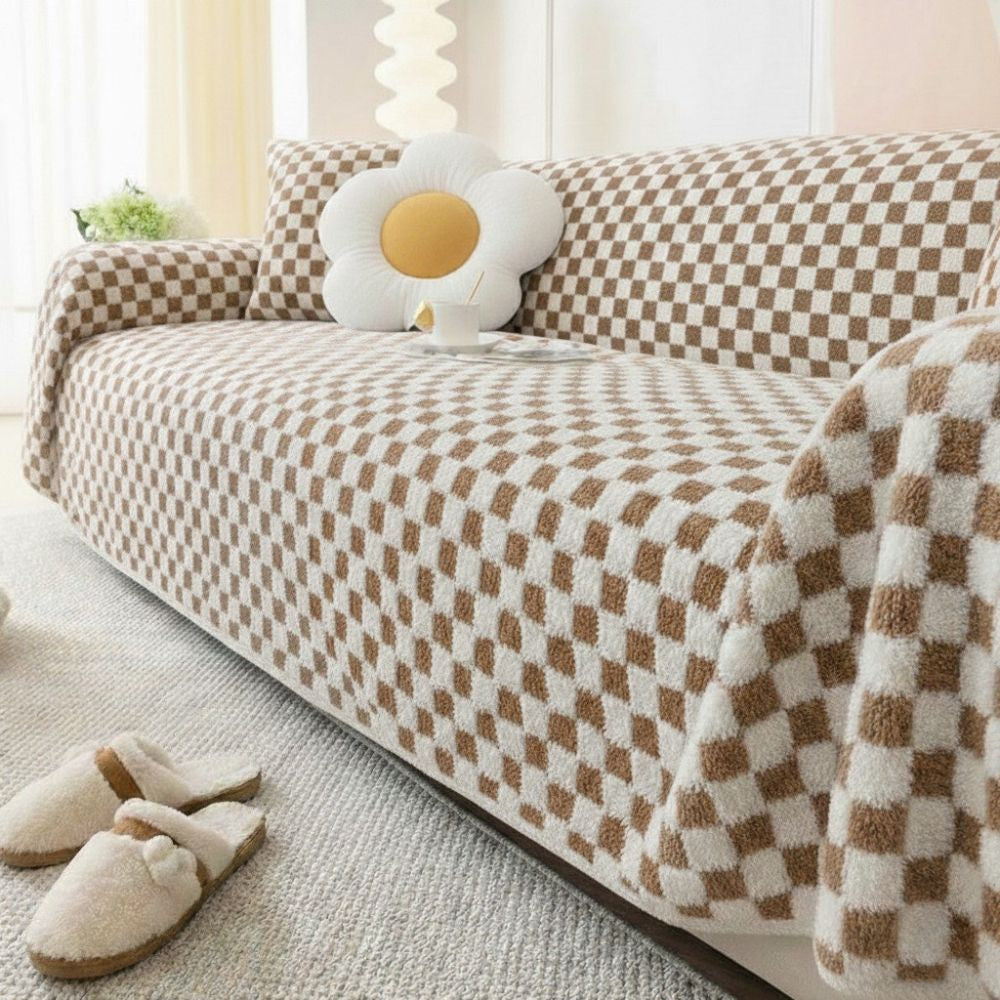 Brown Elegance Cotton Wool Sofa Cover : EM-SC-45