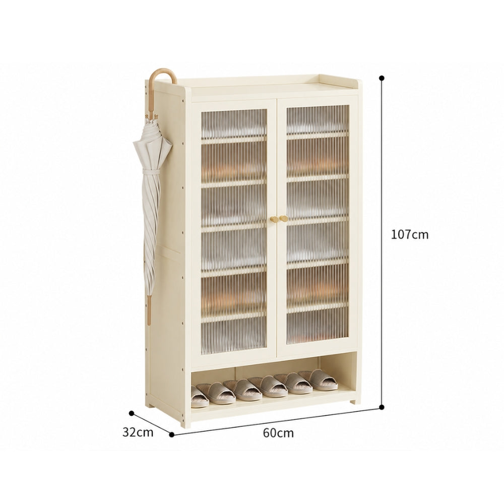 Dust-Proof Bamboo Shoe Storage Cabinet with Doors