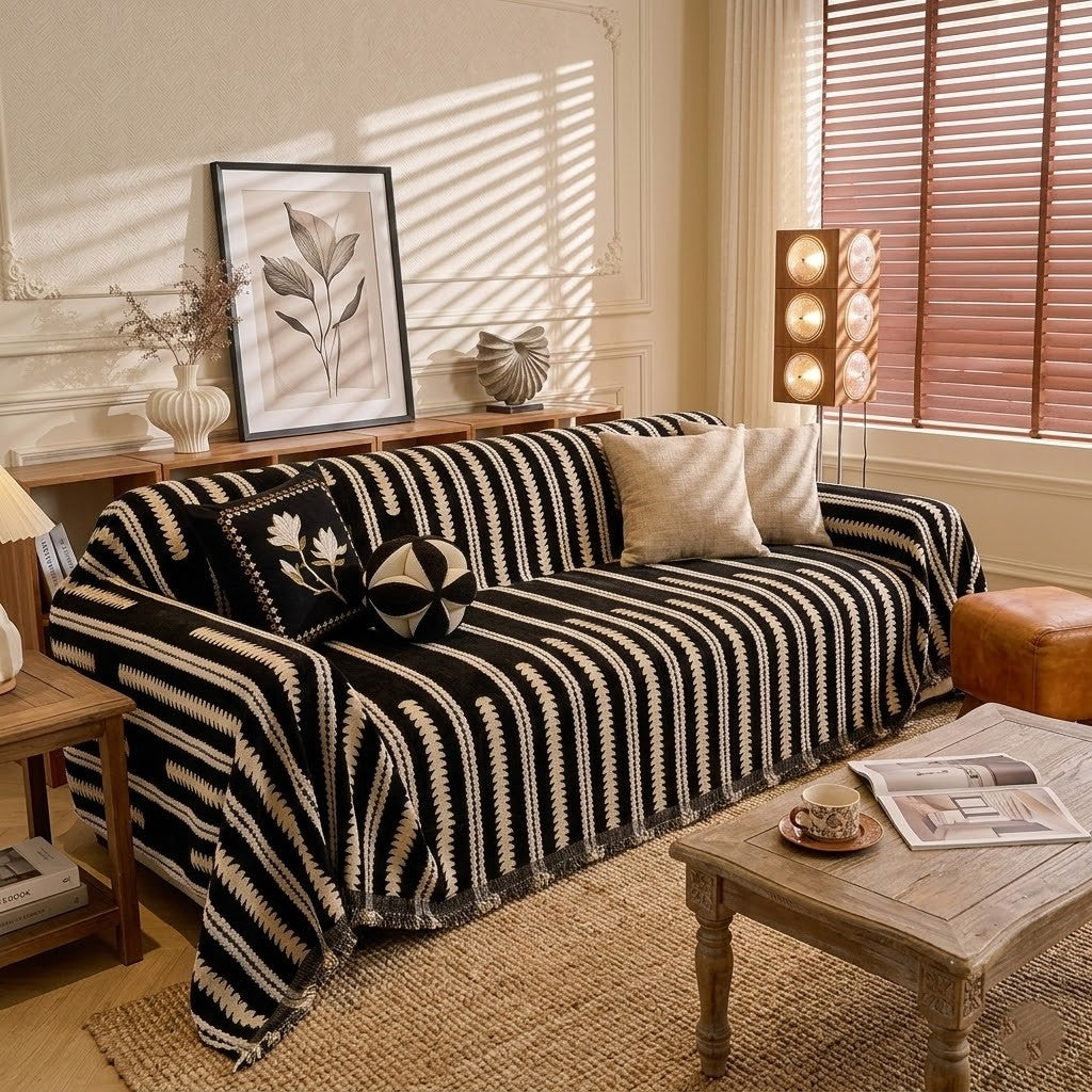 Black Elegance Chenille Sofa Cover : EM-SC-47